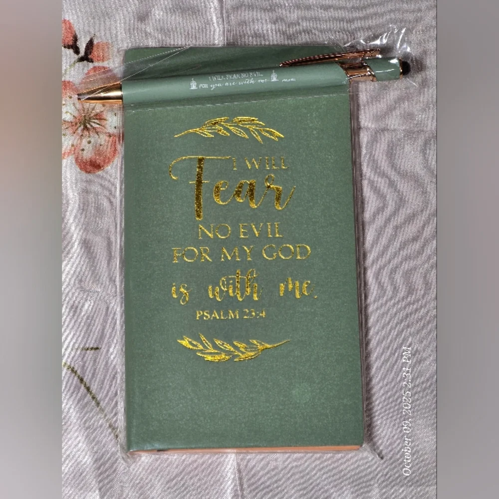 Green Inspirational Journal with stylus Pen nip